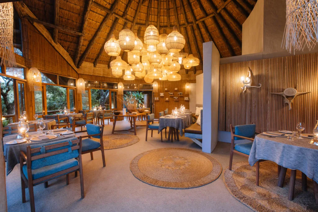 Indoor dining room at Thonga Beach Lodge