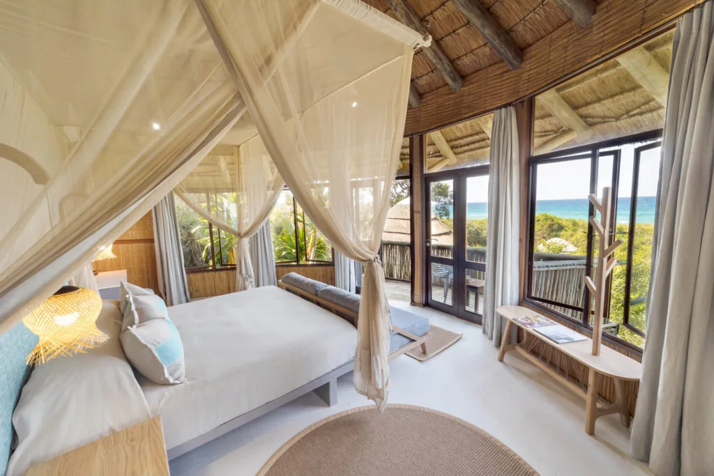 Ocean-view guest room at Thonga Beach Lodge